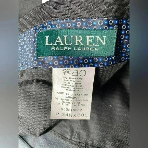 Lauren Ralph Lauren High Performance Wool Dress Pants Gray Stretch 34x28 - Picture 7 of 9